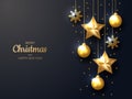 Vector illustration of merry christmas gold and black