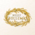 Vector Illustration Of Merry Christmas Greeting With Golden Pine Cones