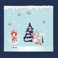 Vector Illustration Of Merry Christmas, Happy Snowman Is Acting Like Santa Claus By Wearing A Red Hat, he is crying Royalty Free Stock Photo