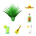 Vector illustration of Mexico and tequila symbol. Set of Mexico and fiesta vector icon for stock.