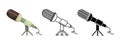 Vector illustration of a microphone for a podcast. The blogging. A modern profession. Simple style, outline and flat style Royalty Free Stock Photo