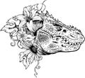 Vector illustration of outline dinosaur tyrannosaurus head Royalty Free Stock Photo