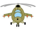 Vector illustration of the military helicopter with weapon type frontal