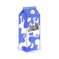 Vector illustration of a milk carton isolated on a white background. Healthy organic dairy product. Royalty Free Stock Photo