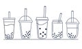 BUBBLE TEA cup icon on beige background vector set Royalty Free Stock Photo