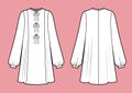Vector illustration of mini cute dress. Front and back. Women`s clothes.