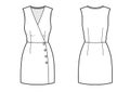 Vector illustration of mini elegant dress. Front and back. Women`s clothes