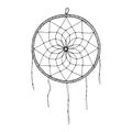 Vector illustration of a minimal dreamcatcher base in esoteric boho style, hand-drawn in ink. Circular rope frame with Royalty Free Stock Photo