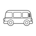 Vector Illustration of an retro minivan. Icon style with black outline. Logo design. Coloring book for children