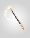 Vector illustration of miracle magical stick with sparkle isolated on transparent background. shot of a magic wand