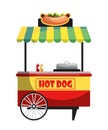 Vector illustration mobile hot dog cart isolated Royalty Free Stock Photo