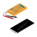 Broken mobile phone and digital electric multimeter