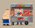 Vector illustration of a mobile street food vendor in New York city Royalty Free Stock Photo