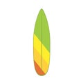 Vector illustration of modern colorful surfboard, on white background.