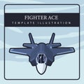Modern combat jet fighter f 35 lightning in the sky. Modern simple template design with text