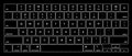 Vector illustration of modern computer laptop keyboard layout white outline on black background concept for typing coding and Royalty Free Stock Photo