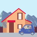 House and eco car Royalty Free Stock Photo