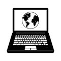 Laptop icon with globe on screen Royalty Free Stock Photo