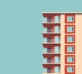 Vector illustration of modern multicolored multistory high-rise residential apartment building house. Front view with windows Royalty Free Stock Photo