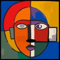 Vector Illustration from Modern Painting Art Cubist Style Vector Style Head Woman Face Colors Psychology