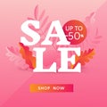 Vector Illustration Modern Sale Label Tag Banner Template Design, Big Sale Special Offer. Floral offer for Black Friday, Discount Royalty Free Stock Photo