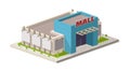 A vector illustration of a modern shopping center. Isometric Shopping mall building illustration