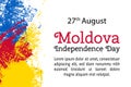 Vector illustration Moldova Independence Day, Moldavian flag in trendy grunge style. 27 August design template for
