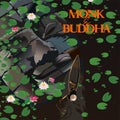 Vector illustration: Monk and Buddha.