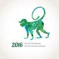 Vector illustration of monkey, symbol of 2016.