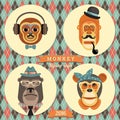 Vector illustration of monkeys, symbol of 2016