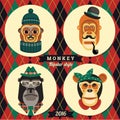 Vector illustration of monkeys, symbol of 2016 Royalty Free Stock Photo