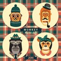 Vector illustration of monkeys, symbol of 2016 Royalty Free Stock Photo