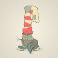 Vector illustration monster with a sock or Royalty Free Stock Photo