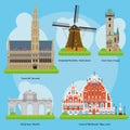 Vector illustration of Monuments and landmarks in Europe Vol. 3 Royalty Free Stock Photo