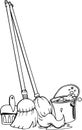 Mop, Broom & Bucket Vector Illustration