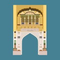 Vector illustration of mosque building with arched windows Royalty Free Stock Photo