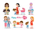 Vector illustration of Mother and Child on white background, Happy Mothers Day, beautiful women and child, happy mothers Royalty Free Stock Photo