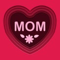 Vector illustration for mother s day. Hearts cut out of red paper, greeting card for mom.