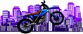 vector illustration of Motorbike in city landscape background Royalty Free Stock Photo