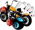 vector illustration of Motorbike with pub game Royalty Free Stock Photo