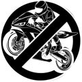 black silhouette of Motorcycle prohibition sign design