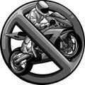 monochromatic illustration of Motorcycle prohibition sign design