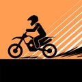 Pictogram of a person riding motorcycle on extreme road