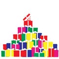 Vector illustration of a mountain of gifts