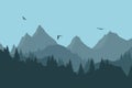 Vector illustration of a mountain landscape with a forest Royalty Free Stock Photo