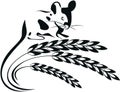 Vector illustration of a mouse and wheat spikelets Royalty Free Stock Photo