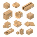 Vector illustration moving box isometric isolated.