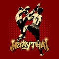 Vector Illustration of Muay Thai Thai Boxing Banner, Martial arts of Thailand background