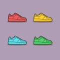Vector illustration of multi-colored sneakers
