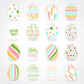 Vector illustration of multicolored Easter eggs collection on a white background. Modern calligraphy, hand lettering and hand Royalty Free Stock Photo